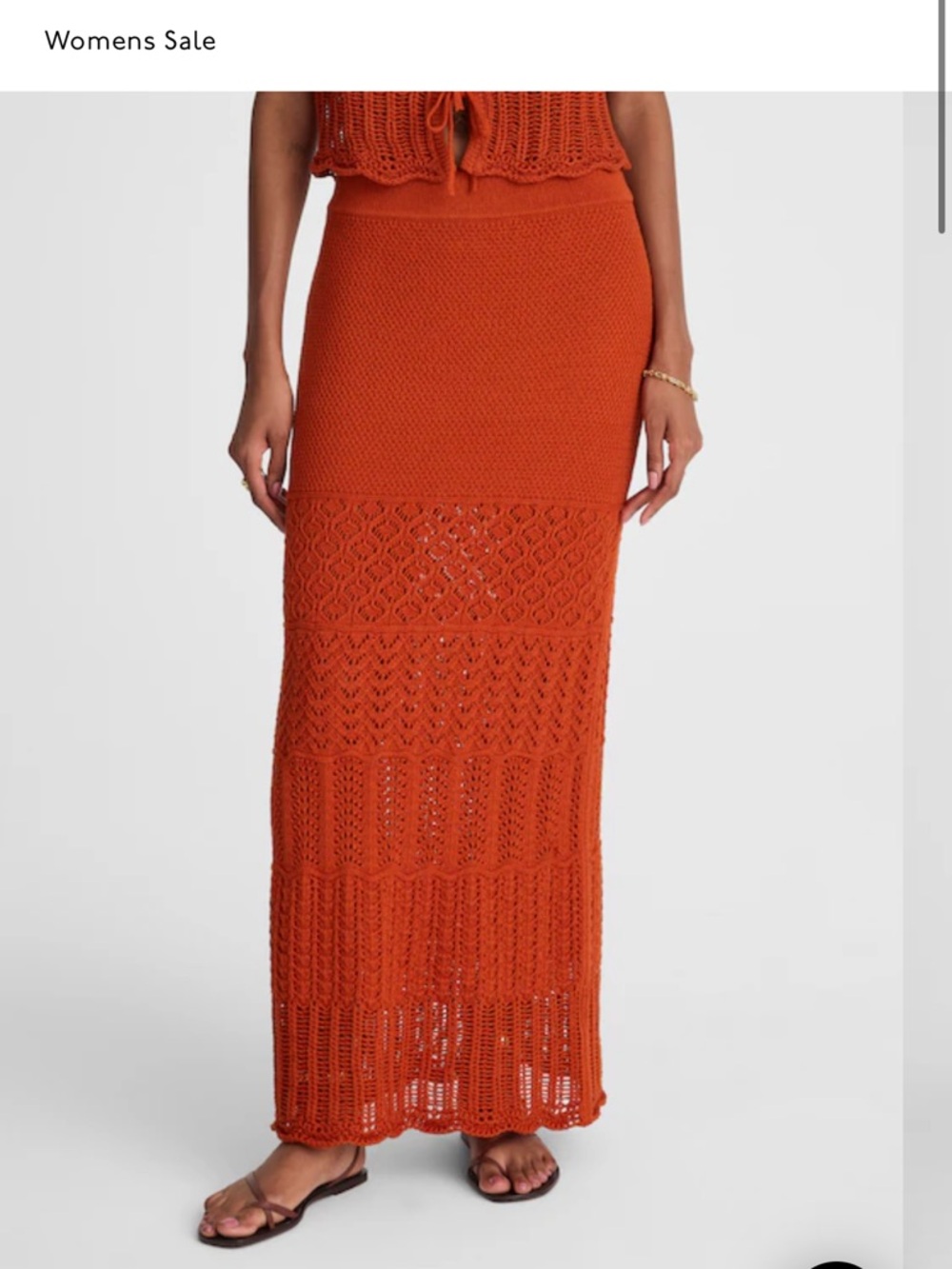 Madewell Orange Crochet Maxi Skirt